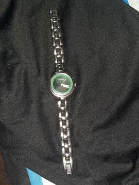 Fossil Silver Bracelet Watch with Green Dial